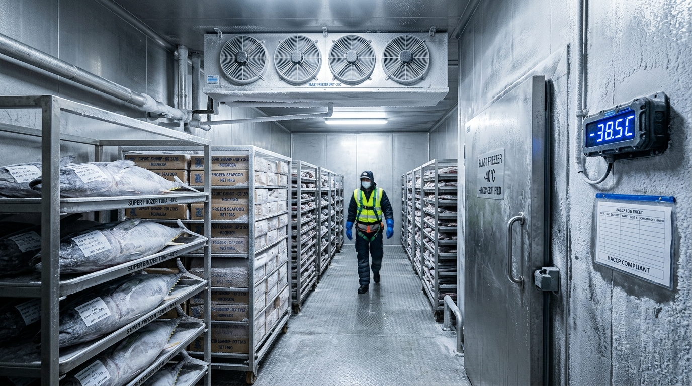 Industrial Blast Freezer HACCP Tuna Processing Sayuswa