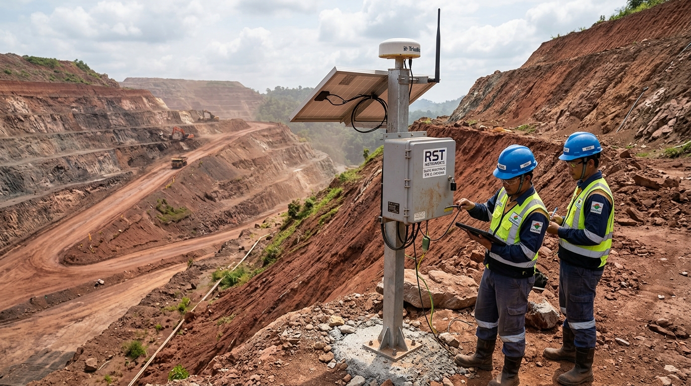 Instalasi Stasiun Geohazard Telemetri Lereng Tambang Sayuswa
